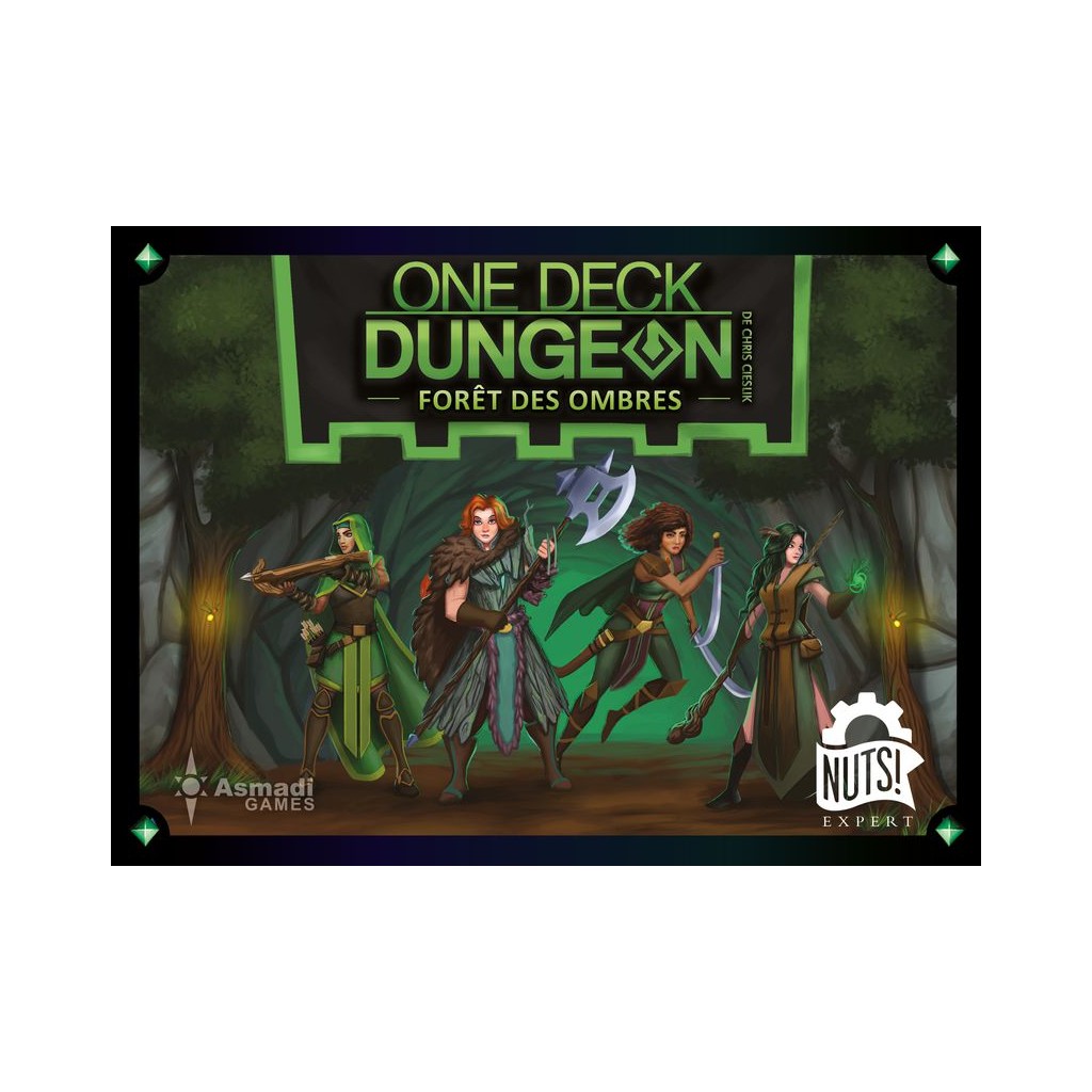 Boîte du jeu One Deck Dungeon – Forêt des Ombres, jeu de société solo de type dungeon crawler