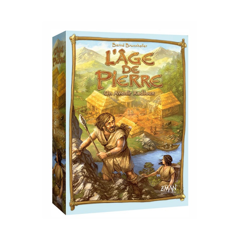 Boîte du jeu de société L’Âge de Pierre, jeu de gestion et de placement d’ouvriers
