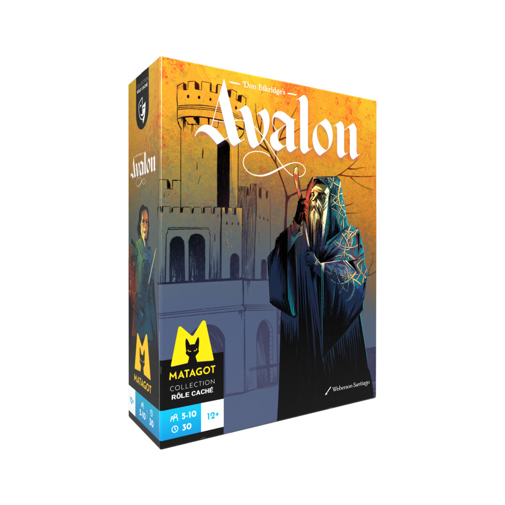 Boîte du jeu de société Avalon, jeu d’ambiance à rôles cachés et déduction sociale