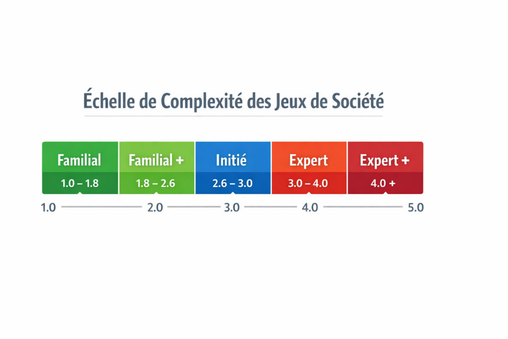 Échelle de complexité des jeux de société, du familial à l’expert plus