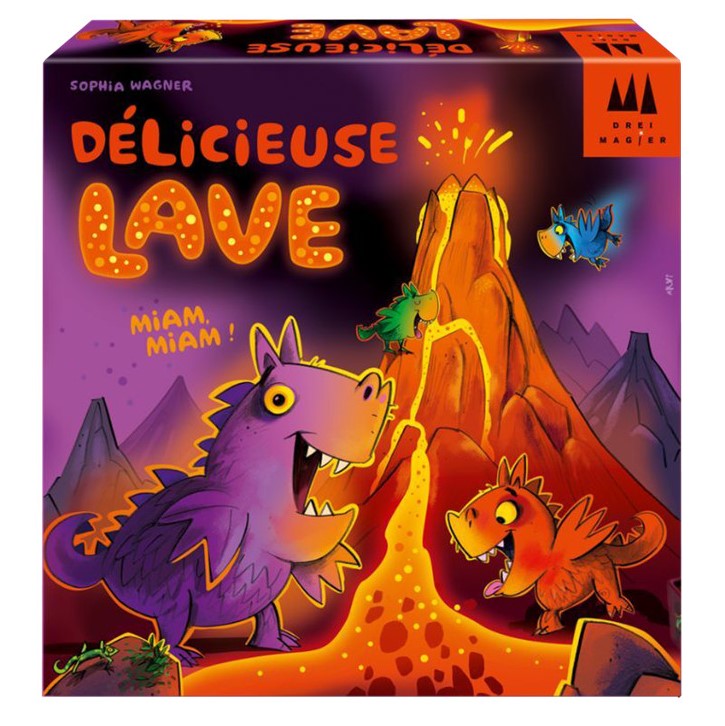 Délicieuse Lave, jeu d’adresse amusant dès 5 ans où des dragons dégustent de la lave du volcan
