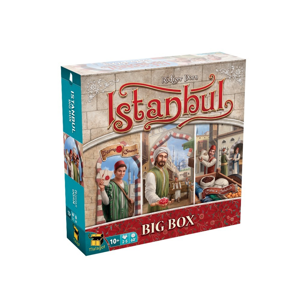 Boîte du jeu de société Istanbul Big Box, jeu de gestion et de course aux ressources