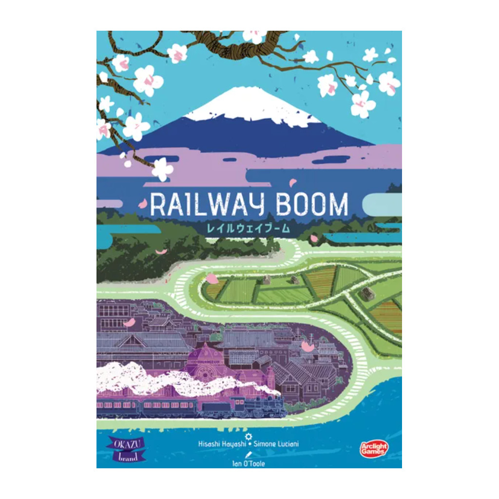 Illustration du jeu de société Railway Boom, construction de réseau ferroviaire au Japon
