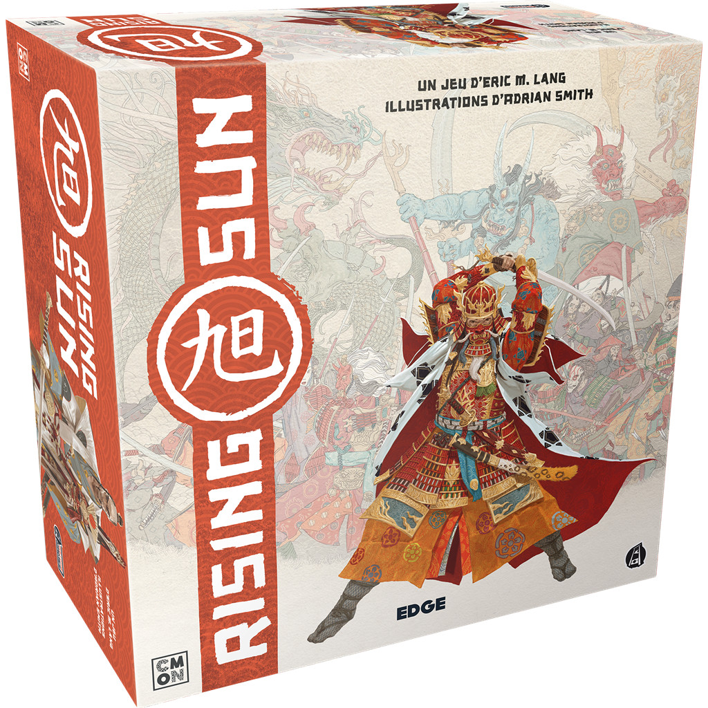 Boîte du jeu Rising Sun, jeu de stratégie et d’affrontement dans le Japon féodal