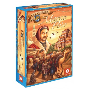 Boîte du jeu de société Les Voyages de Marco Polo, jeu de stratégie expert basé sur la gestion de dés, l’optimisation et les pouvoirs asymétriques