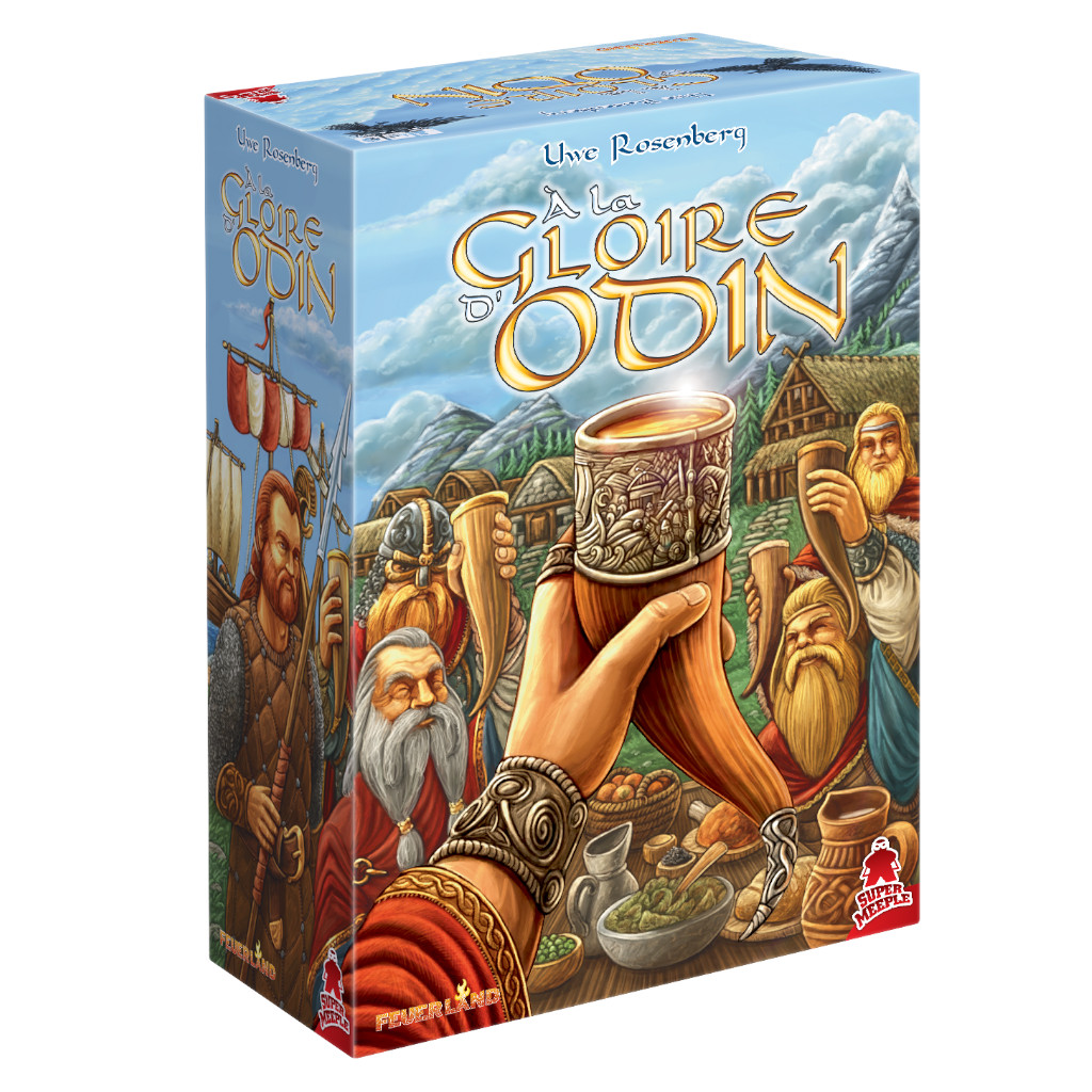 Boîte du jeu de société À la Gloire d’Odin, jeu de stratégie expert basé sur le placement d’ouvriers, la gestion de ressources et l’optimisation