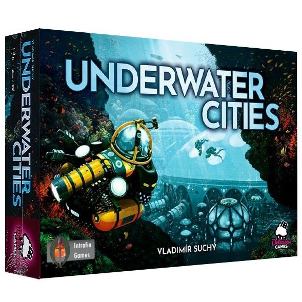 Boîte du jeu de société Underwater Cities, jeu de stratégie expert basé sur la gestion de cartes, la construction de villes et le développement sous-marin