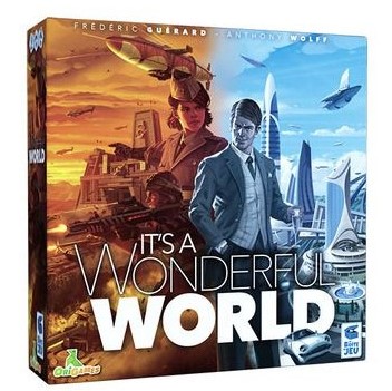Boîte du jeu de société de draft et de moteur It’s a Wonderful World, jeu de stratégie et d’optimisation économique