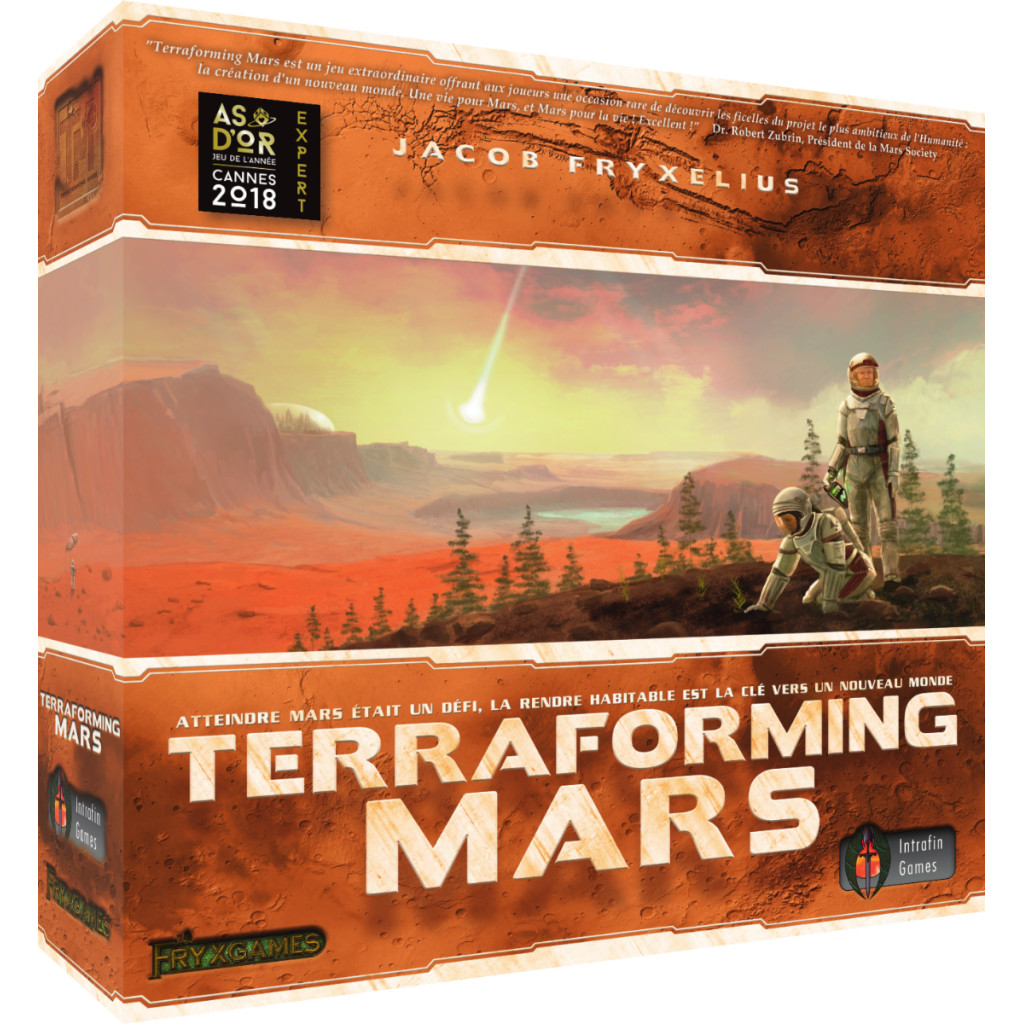 Boîte du jeu de société expert Terraforming Mars, jeu de stratégie et de développement moteur sur la colonisation de Mars