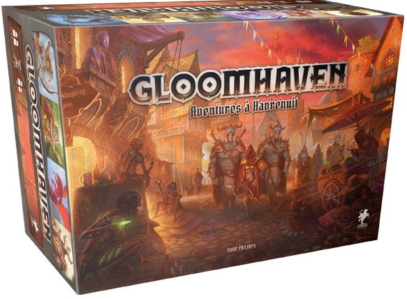 Boîte du jeu Gloomhaven Aventures à Havrenuit, jeu de société coopératif d’aventure