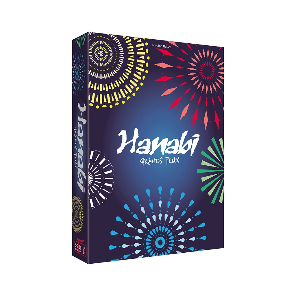 Boîte du jeu Hanabi Grands Feux, jeu coopératif de déduction et de mémoire
