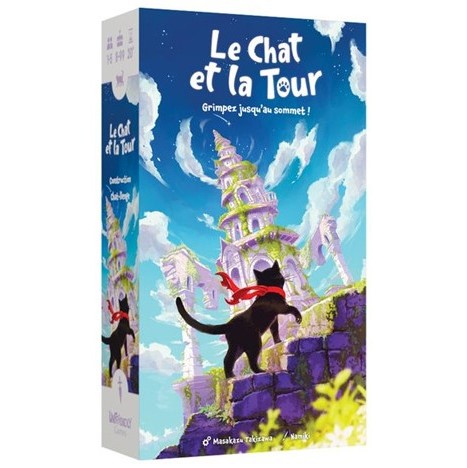 Boîte du jeu Le Chat et la Tour, jeu d’adresse où les joueurs empilent des pièces pour construire une tour sans la faire tomber