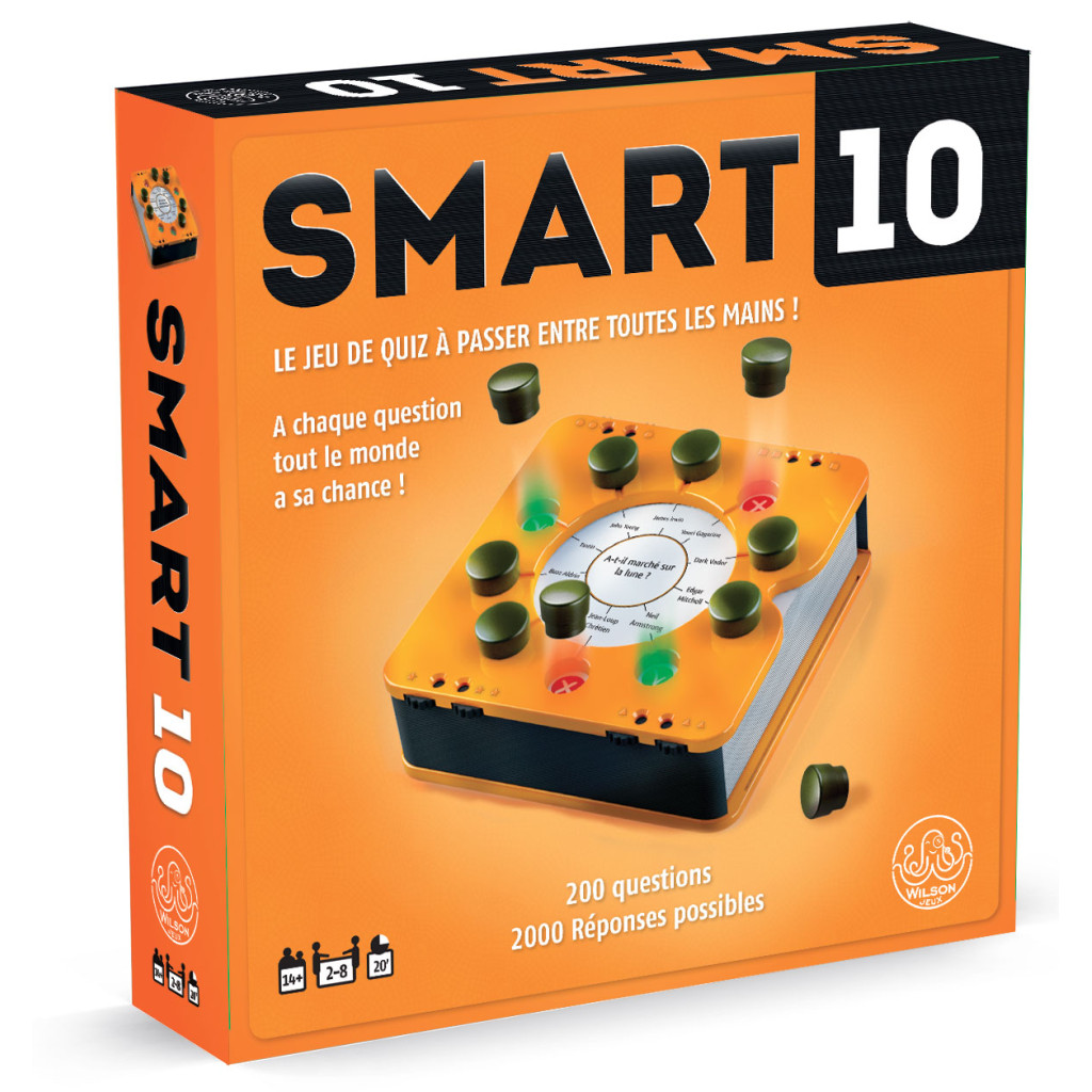 Boîte du jeu Smart 10, jeu de quiz interactif et moderne pour 2 à 8 joueurs