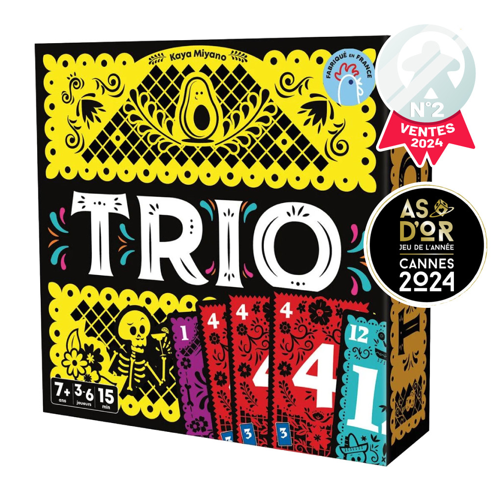 Boîte du jeu Trio, jeu de cartes de mémoire et de déduction