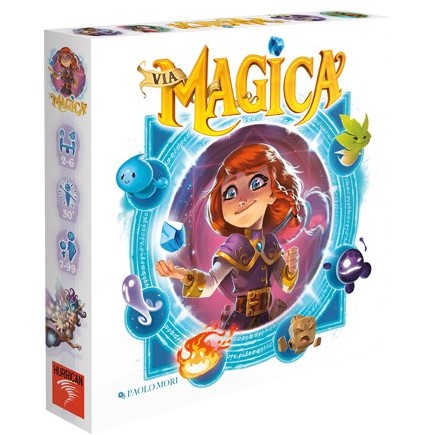 Boîte du jeu Via Magica, jeu familial de tirage et de collection inspiré de la mécanique du loto